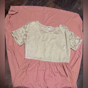 JessaKae Lace-Top Pink & Cream Women's Maxi Dress